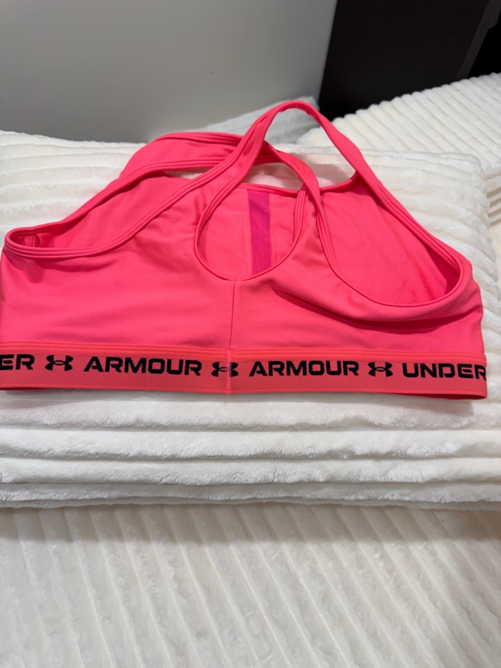 Under Armour Neon Pink Racerback Sports Bra with Logo Band